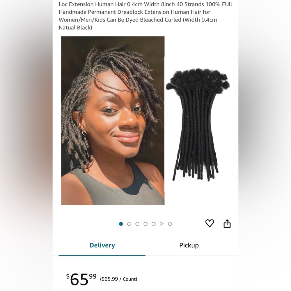HUMAN HAIR Loc Extension 0.4cm Width 8inch 40 Strands 100% Handmade Dreadlocks